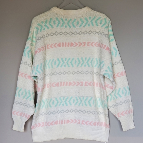 Vintage Fairy Kei Kawaii Pastel Rainbow 80s Made in Italy Sweater Womens Size L - Picture 2 of 7